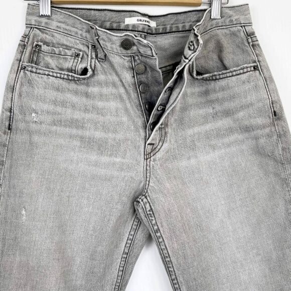 GRLFRND Karolina Lead Gray high rise distressed Ankle Denim Jeans 28 - Picture 3 of 9